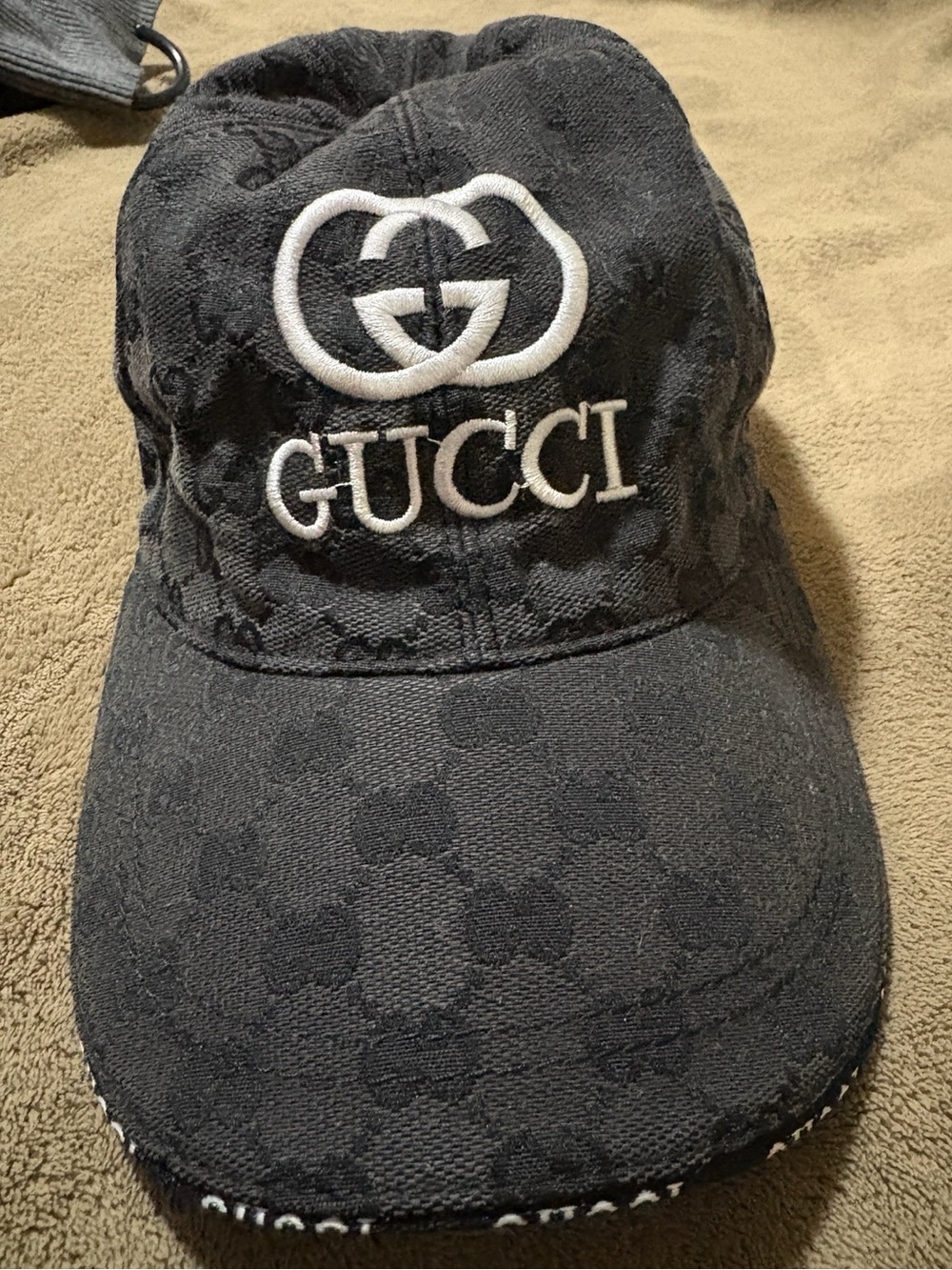 Gucci Black Baseball Cap with White Embroidered Logo